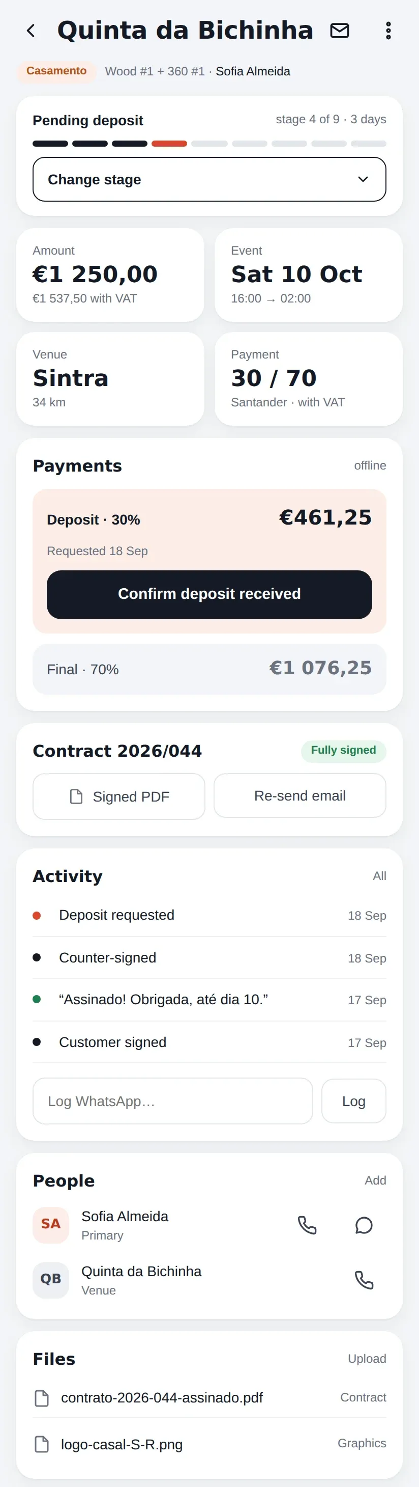 CRM deal detail